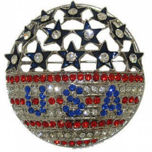 SOLD Pin Swarovski 100 crystals USA FLAG YOUR COLOR NWT - Picture 2 of 3